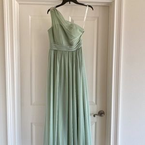 elegant Azazie bridesmaid dress sage green